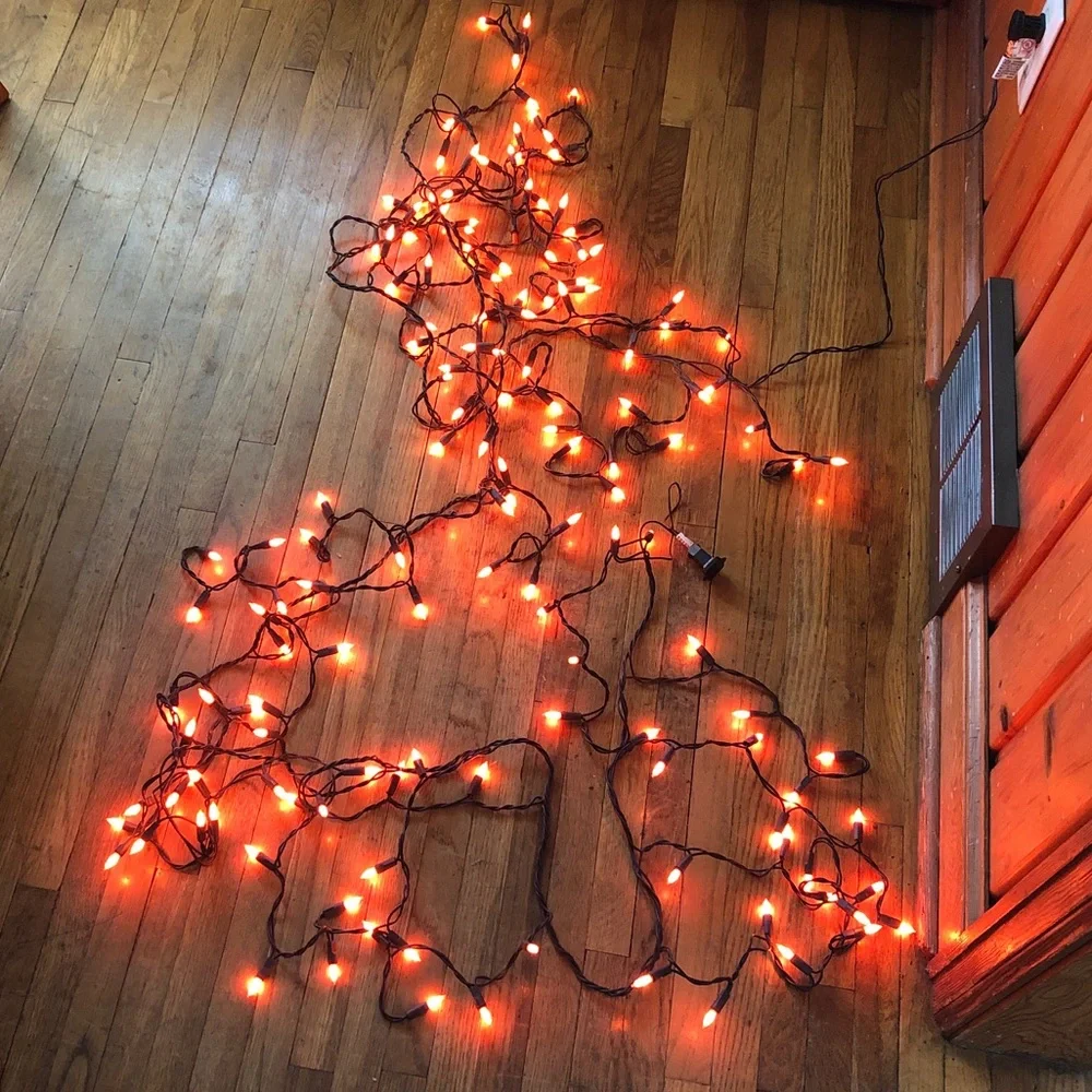 Orange Halloween indoor/outdoor icicle String Lights - Home Holiday